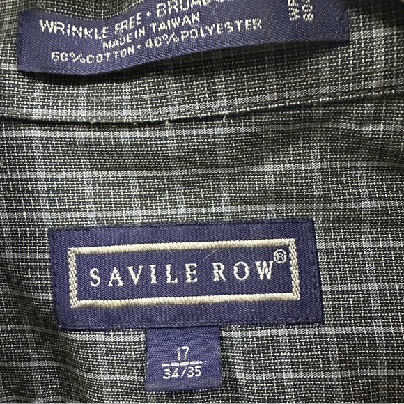 Savile Row Button Down Long Sleeve Wrinkle Free Pocket Shirt Mens 17 Neck 34 35 - Picture 6 of 7